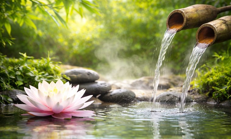 Lotus flower in a quiet stream